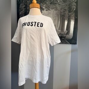 White 'GHOSTED' Graphic Mini Dress